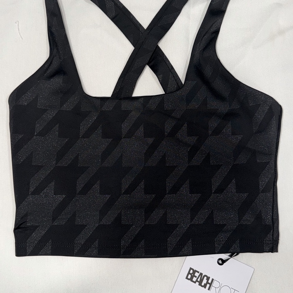 BEACH RIOT Katya Top in Gunmetal Houndstooth, SMALL - Picture 3 of 8